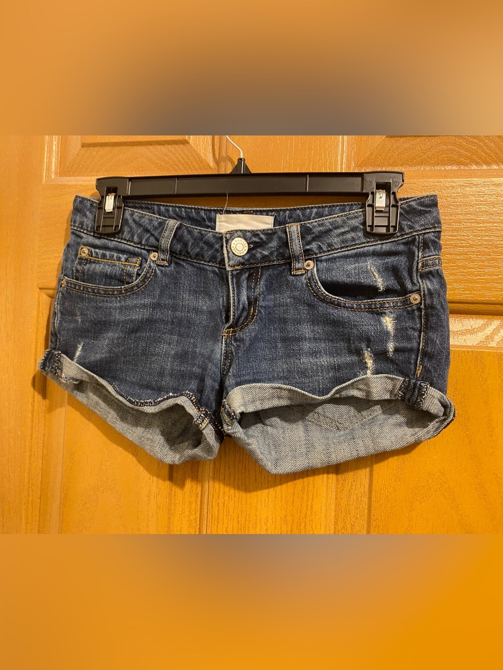 Garage Dark Wash  short flirty Rolled Cuff Denim Shorts
